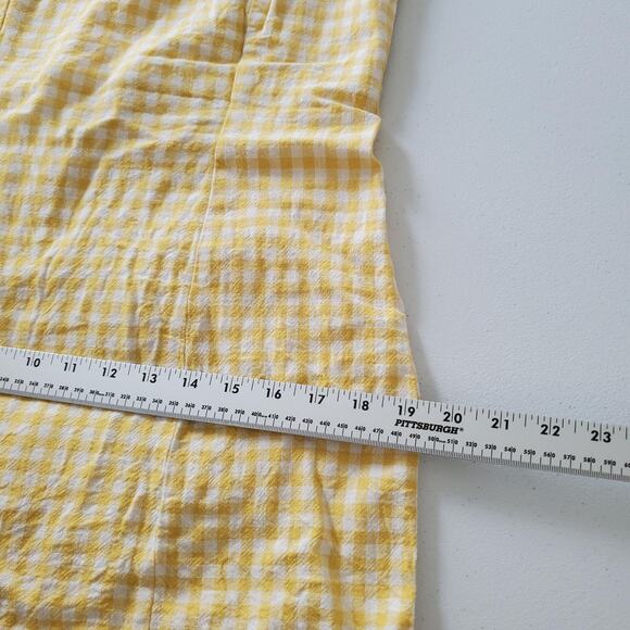 Old Navy Dress Womens Medium Yellow Gingham Linen Smocked Cottagecore Coquette - Picture 5 of 10